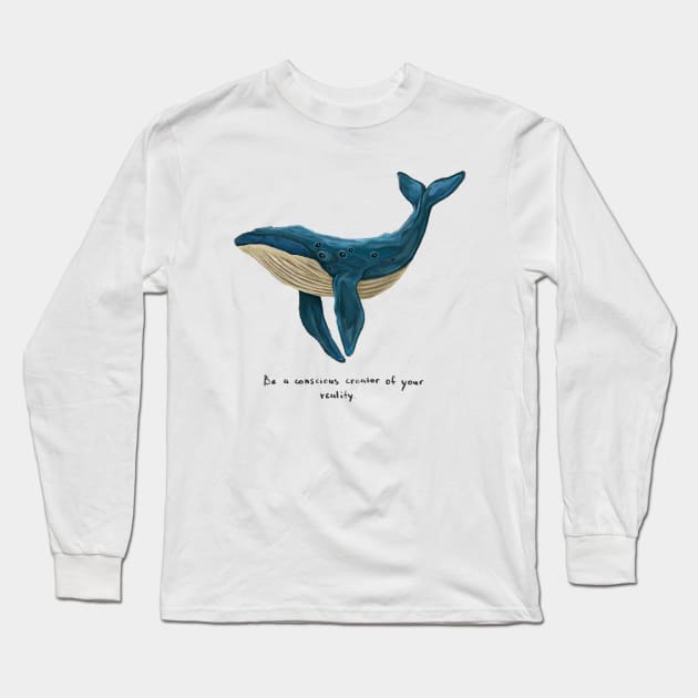 Whale Long Sleeve T-Shirt by Jane Koluga